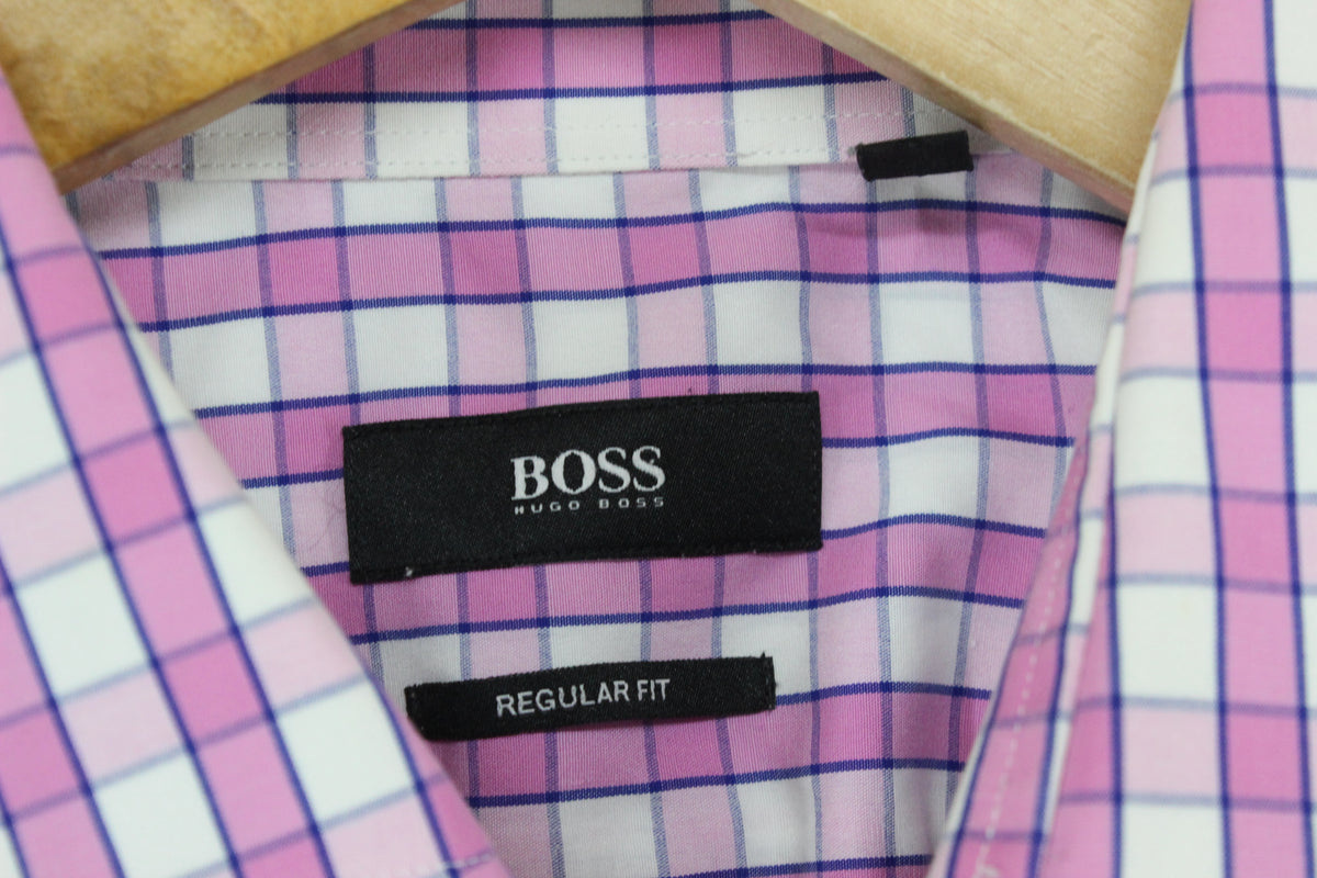 Mens Check Shirt Long Sleeve Button Up Cotton