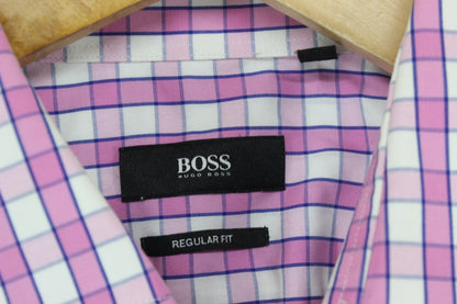 Mens Check Shirt Long Sleeve Button Up Cotton