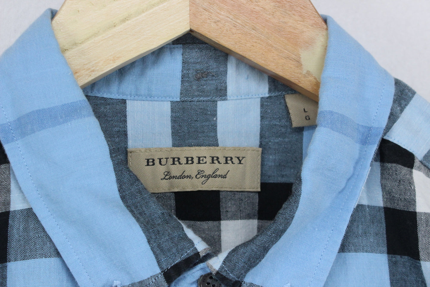 Mens Plaid Shirt Linen Cotton Button Down