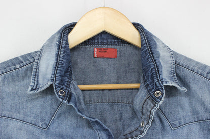 Mens Denim Shirt Long Sleeve Western