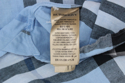 Mens Plaid Shirt Linen Cotton Button Down