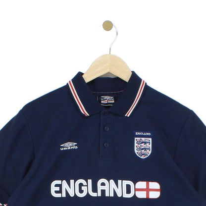 Mens England Polo Shirt Football Retro
