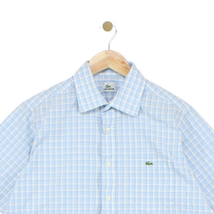Mens Check Shirt Short Sleeve Collared