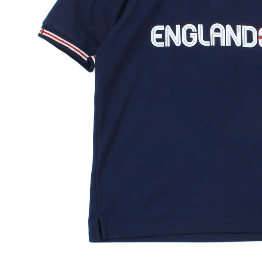 Mens England Polo Shirt Football Retro