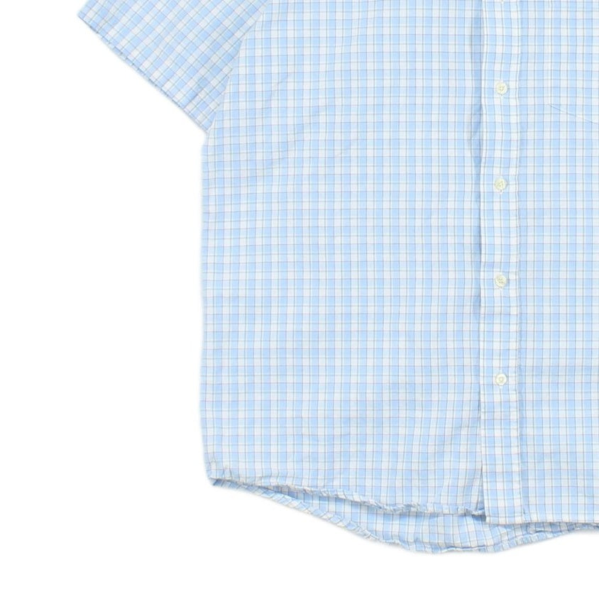 Mens Check Shirt Short Sleeve Collared