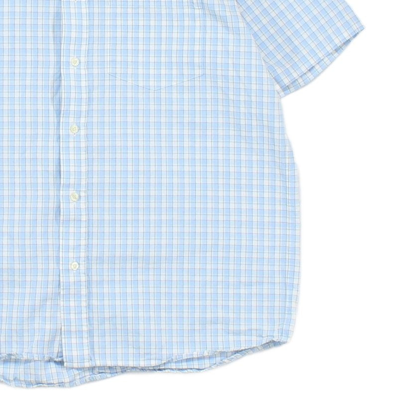 Mens Check Shirt Short Sleeve Collared