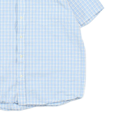 Mens Check Shirt Short Sleeve Collared