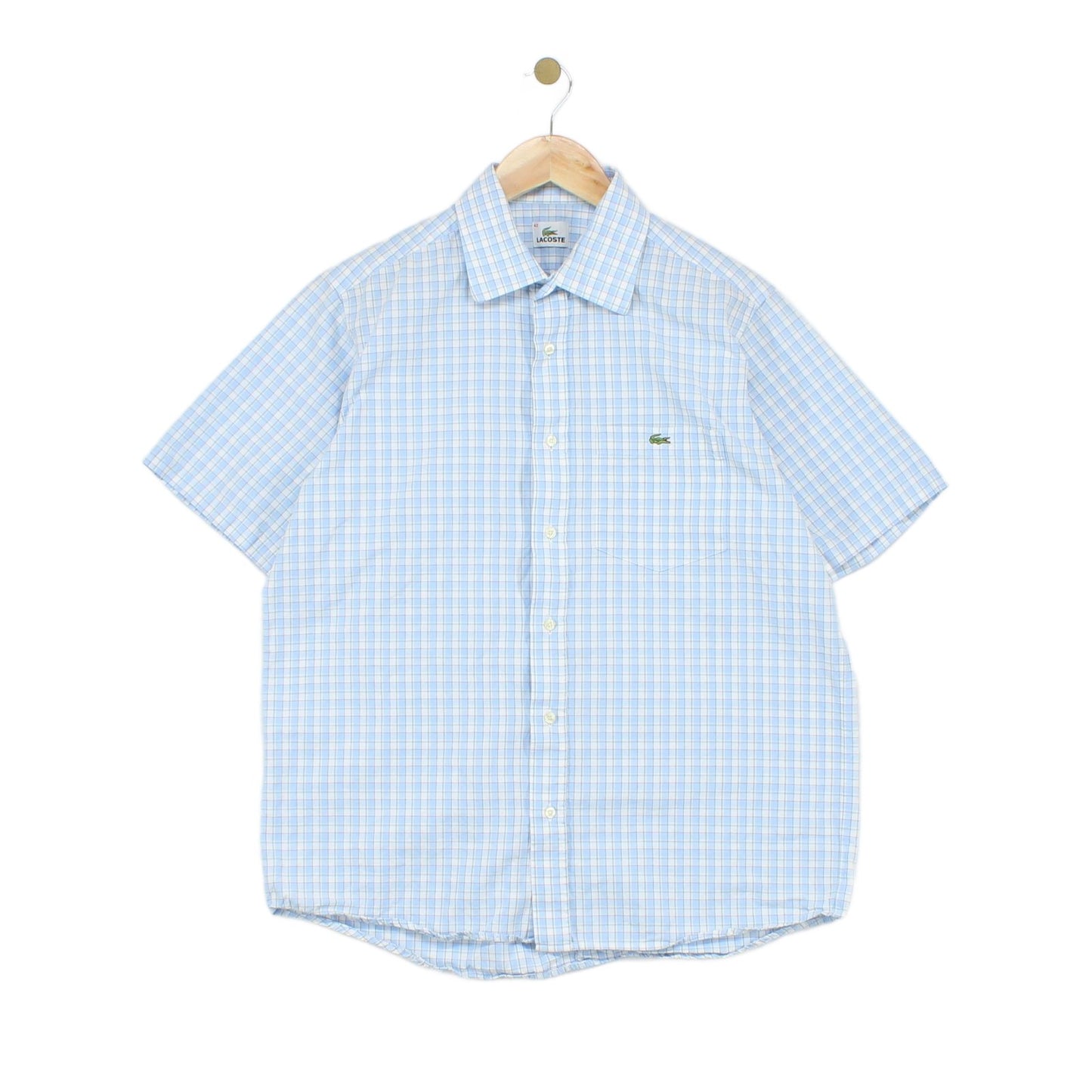 Mens Check Shirt Short Sleeve Collared