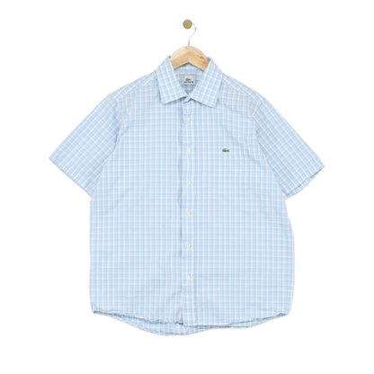 Mens Check Shirt Short Sleeve Collared