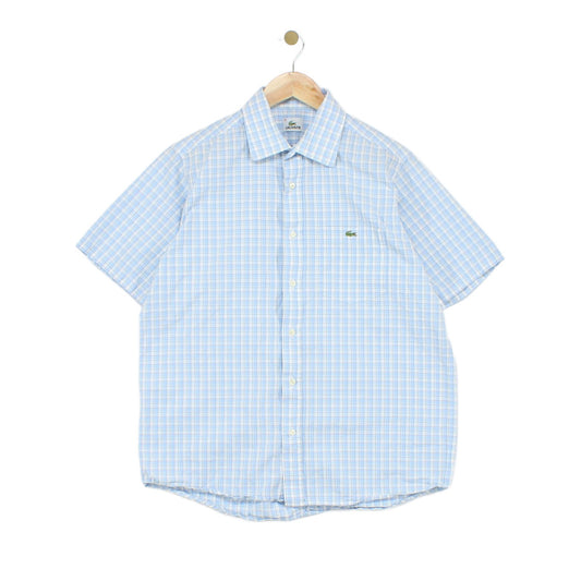 Mens Check Shirt Short Sleeve Collared