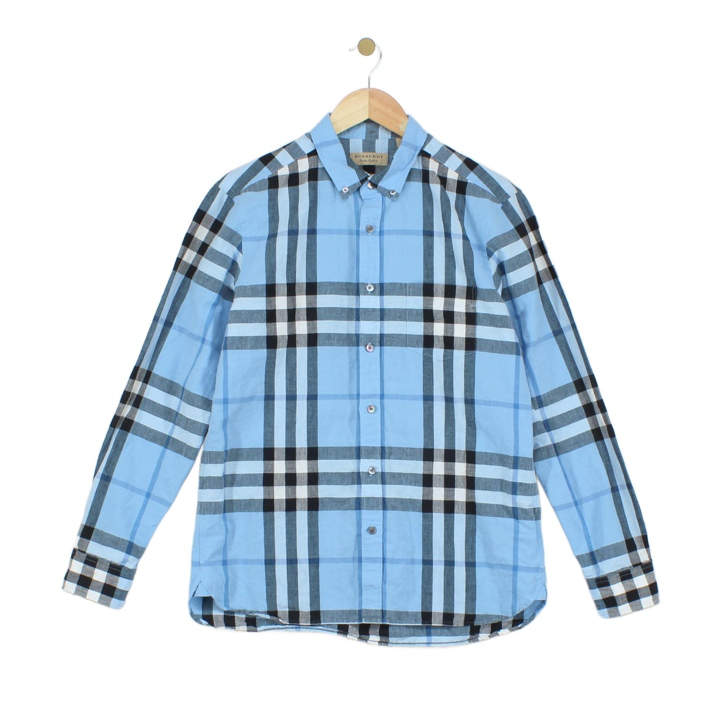 Mens Plaid Shirt Linen Cotton Button Down