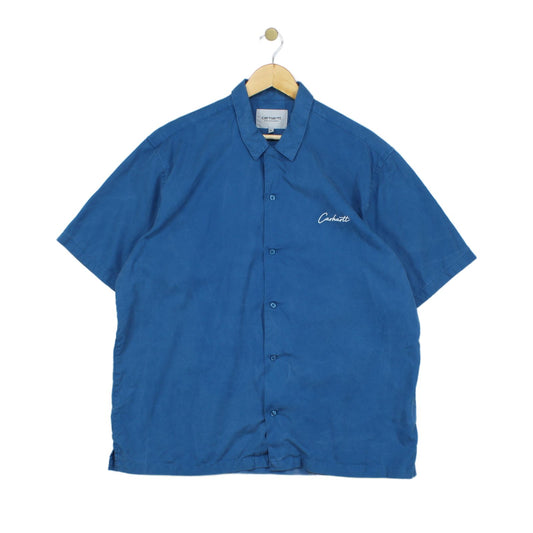 Mens Shirt Casual Short Sleeve Button Up Workwear