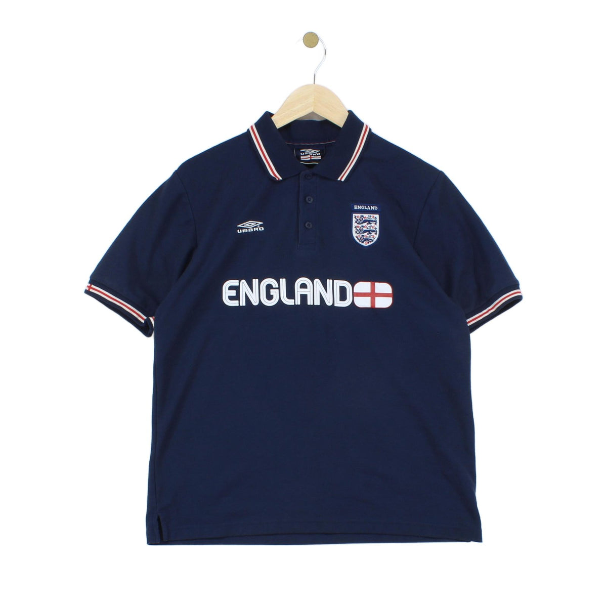 Mens England Polo Shirt Football Retro