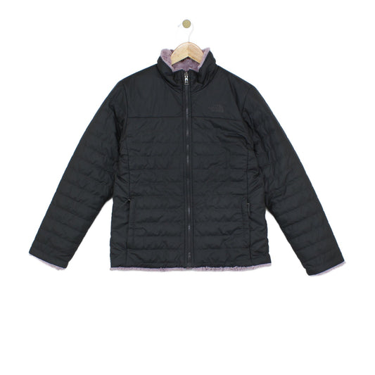 Girls Quilted Jacket Insulated Reversible Fleece