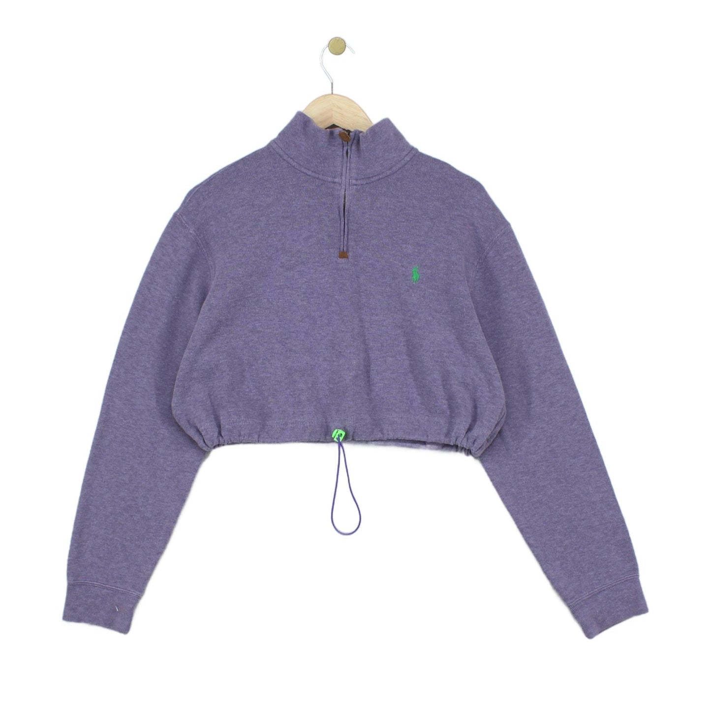 Womens 1/4 Zip Sweatshirt Cropped Reworked