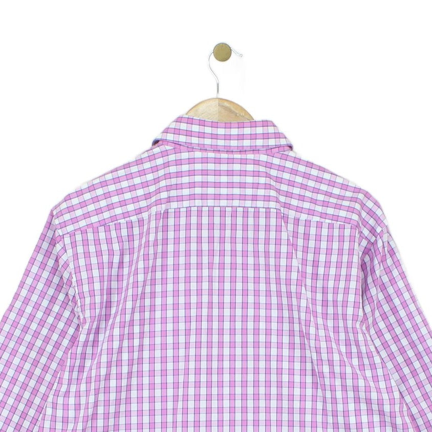 Mens Check Shirt Long Sleeve Button Up Cotton