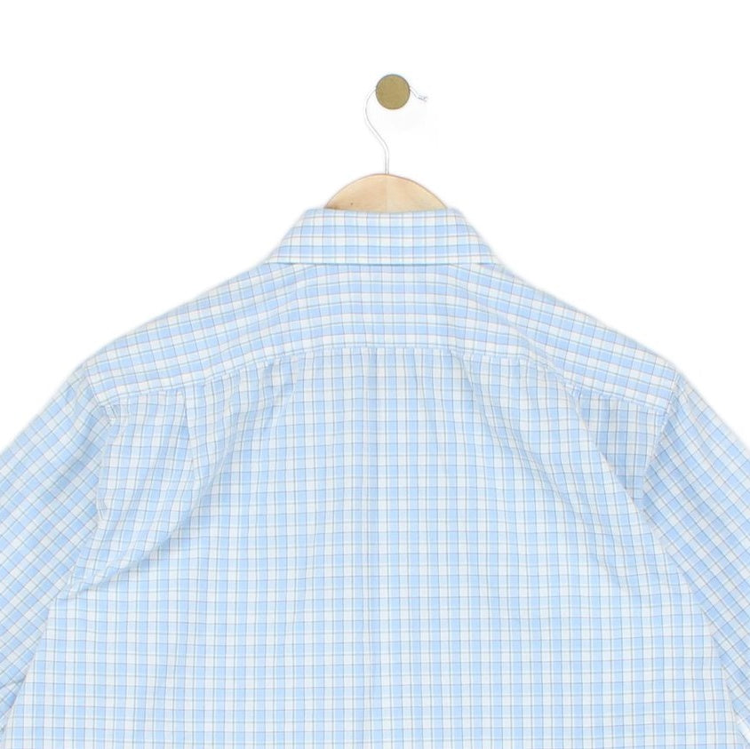 Mens Check Shirt Short Sleeve Collared