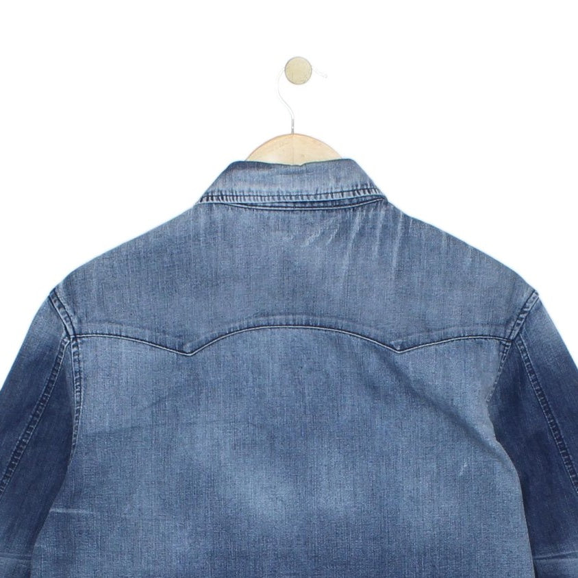 Mens Denim Shirt Long Sleeve Western