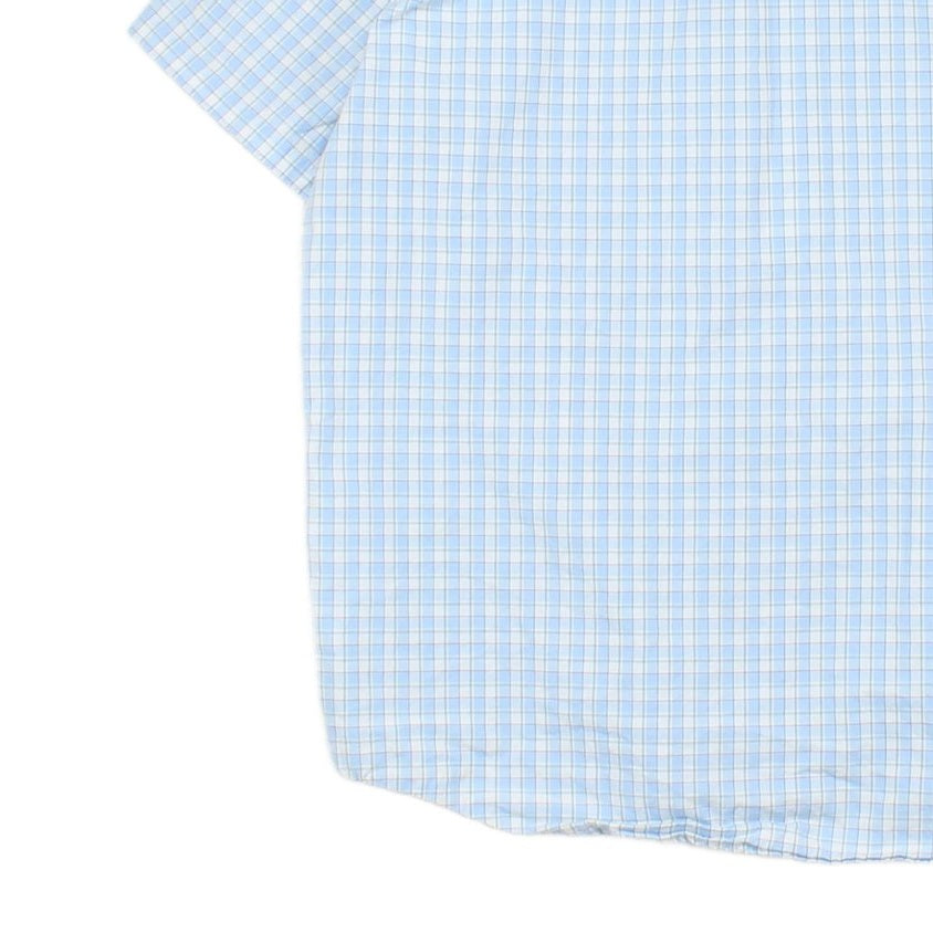 Mens Check Shirt Short Sleeve Collared