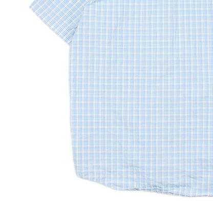 Mens Check Shirt Short Sleeve Collared