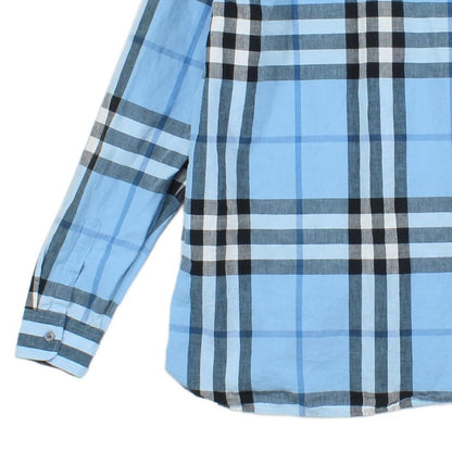 Mens Plaid Shirt Linen Cotton Button Down
