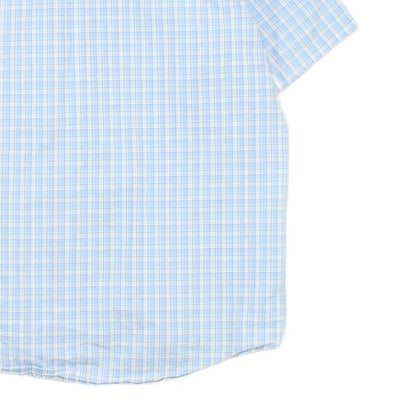 Mens Check Shirt Short Sleeve Collared