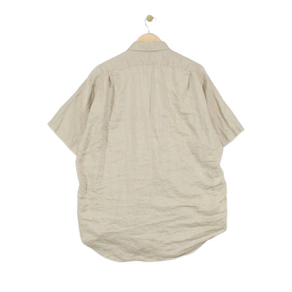 Mens Linen Shirt Short Sleeve Button Up