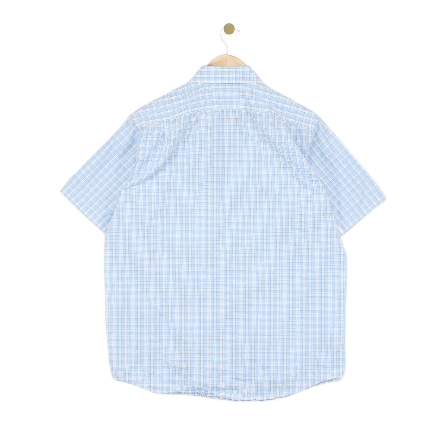 Mens Check Shirt Short Sleeve Collared