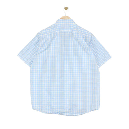 Mens Check Shirt Short Sleeve Collared