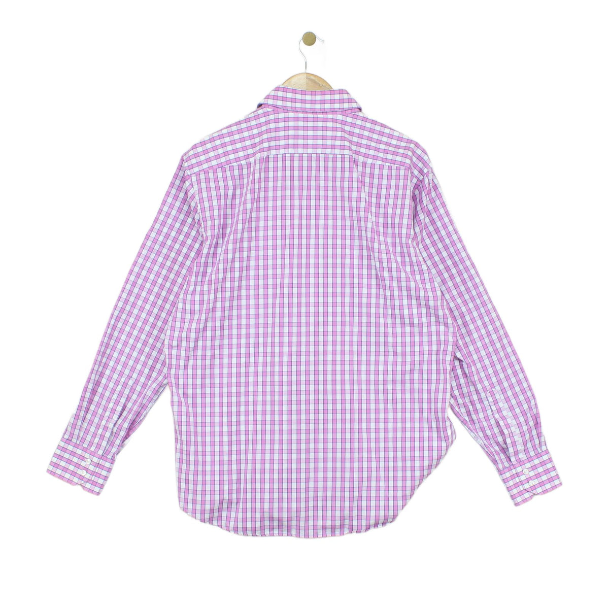 Mens Check Shirt Long Sleeve Button Up Cotton