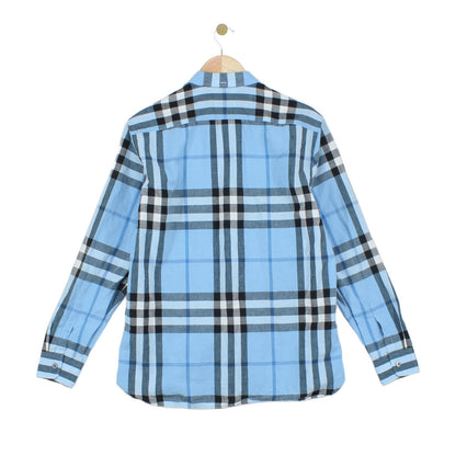 Mens Plaid Shirt Linen Cotton Button Down