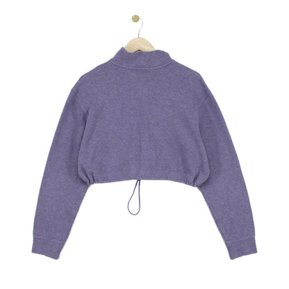 Womens 1/4 Zip Sweatshirt Cropped Reworked