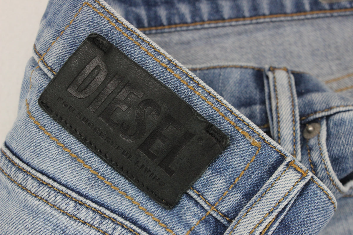 Mens D-Strukt Jeans Slim Distressed Denim