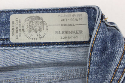 Mens Sleenker Jeans Slim Skinny Distressed Denim