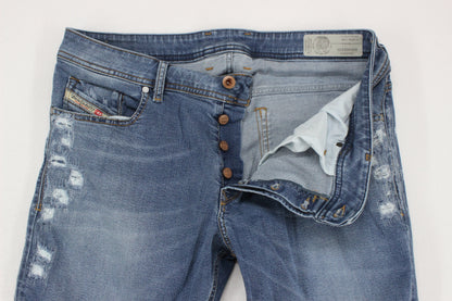 Mens Sleenker Jeans Slim Skinny Distressed Denim