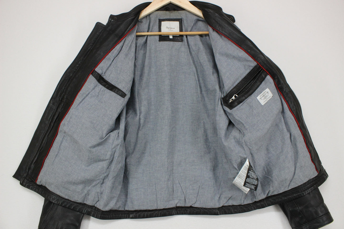 Mens Leather Jacket Biker Full Zip