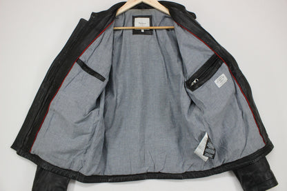 Mens Leather Jacket Biker Full Zip