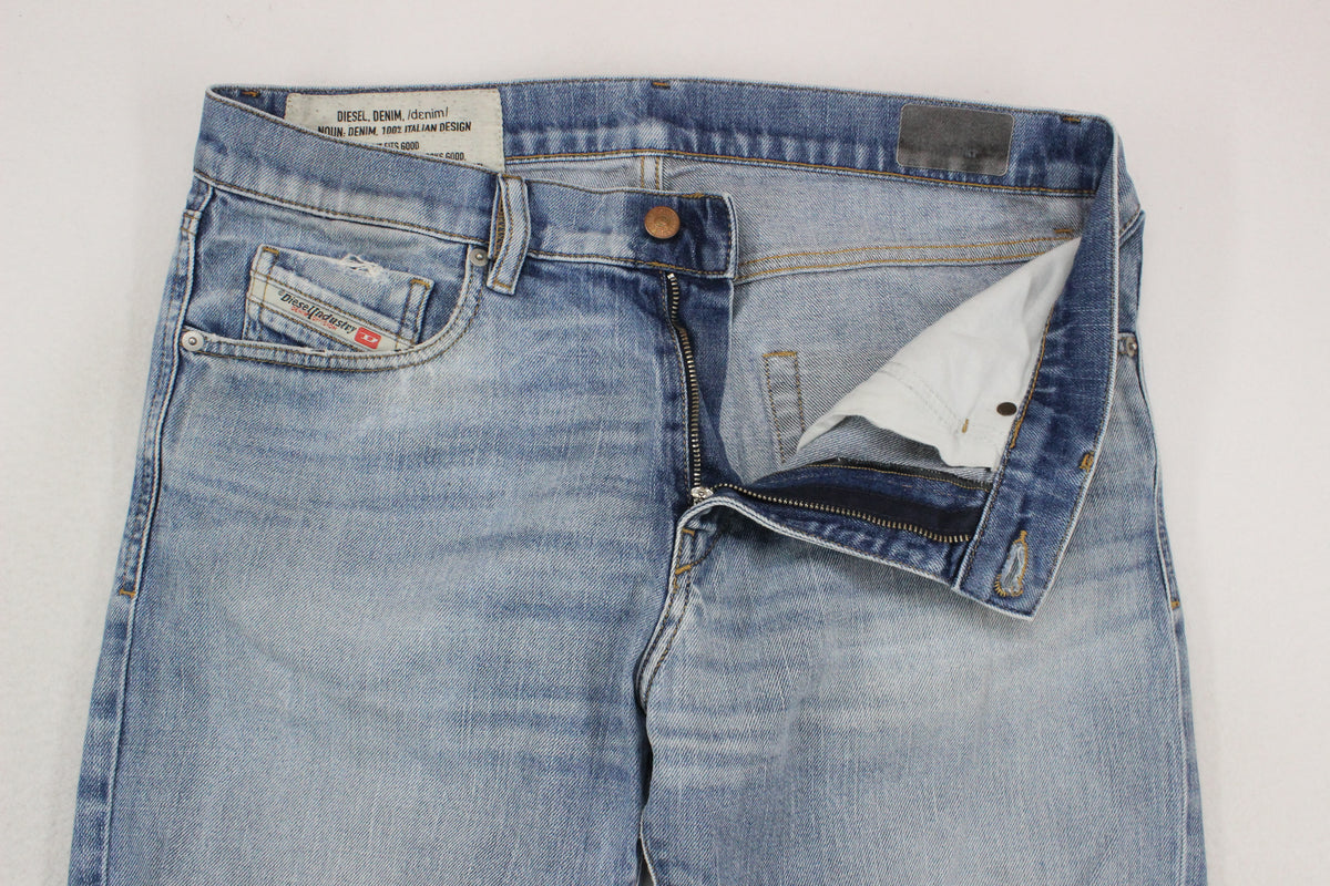 Mens D-Strukt Jeans Slim Distressed Denim