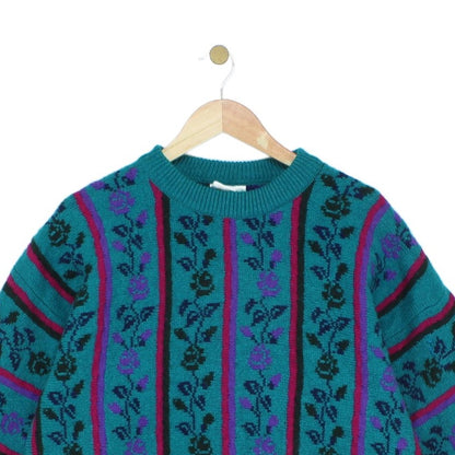 Womens Floral Jumper Knit Wool Oversized