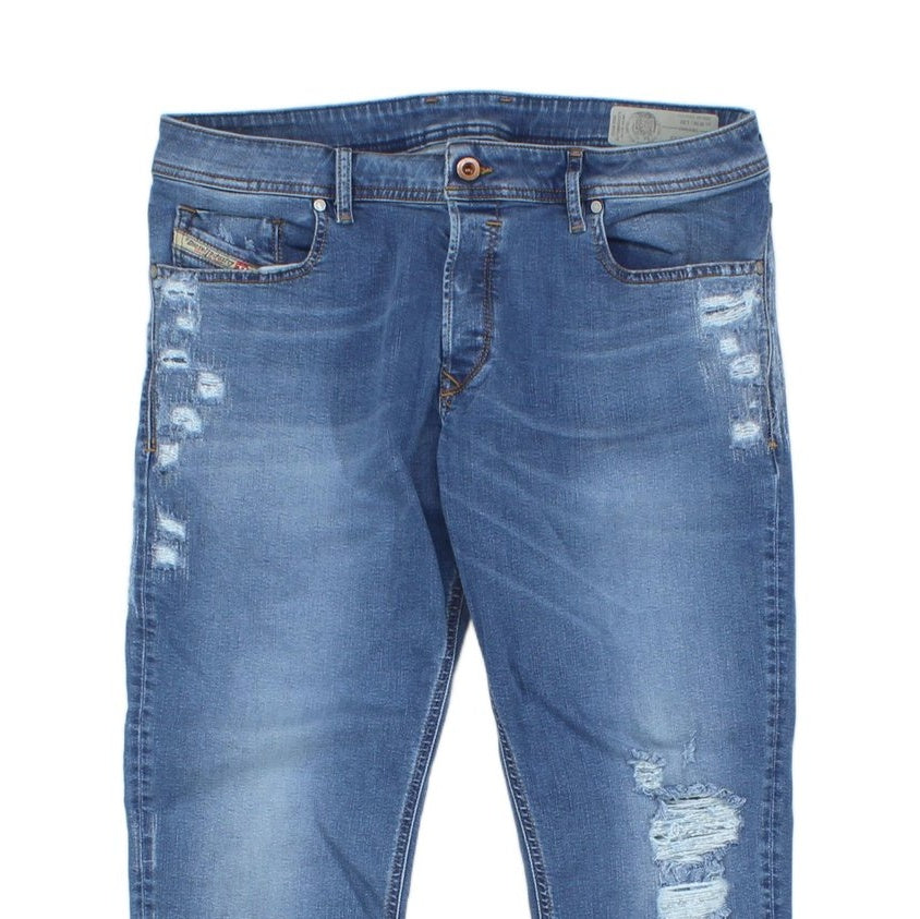 Mens Sleenker Jeans Slim Skinny Distressed Denim