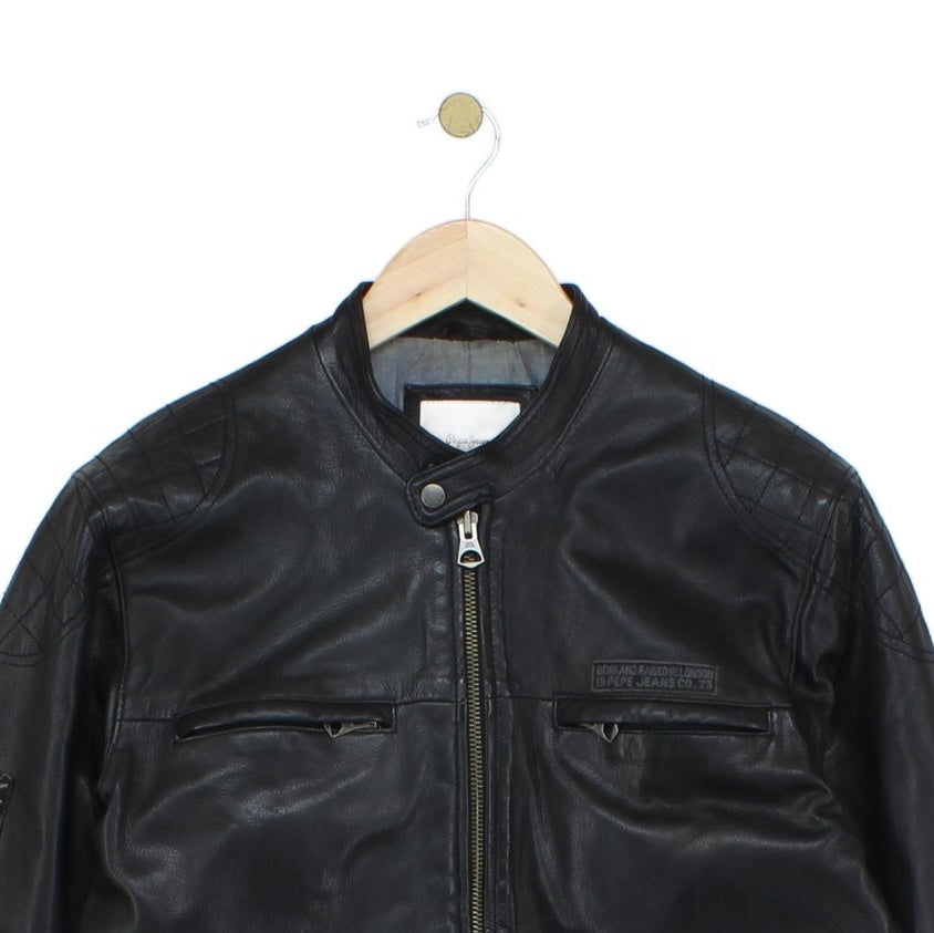 Mens Leather Jacket Biker Full Zip