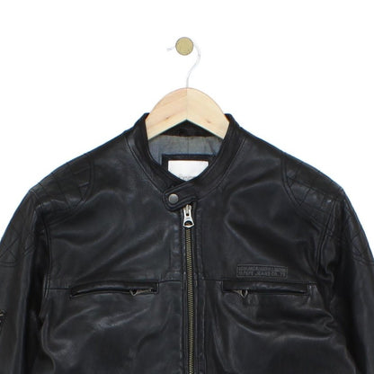 Mens Leather Jacket Biker Full Zip