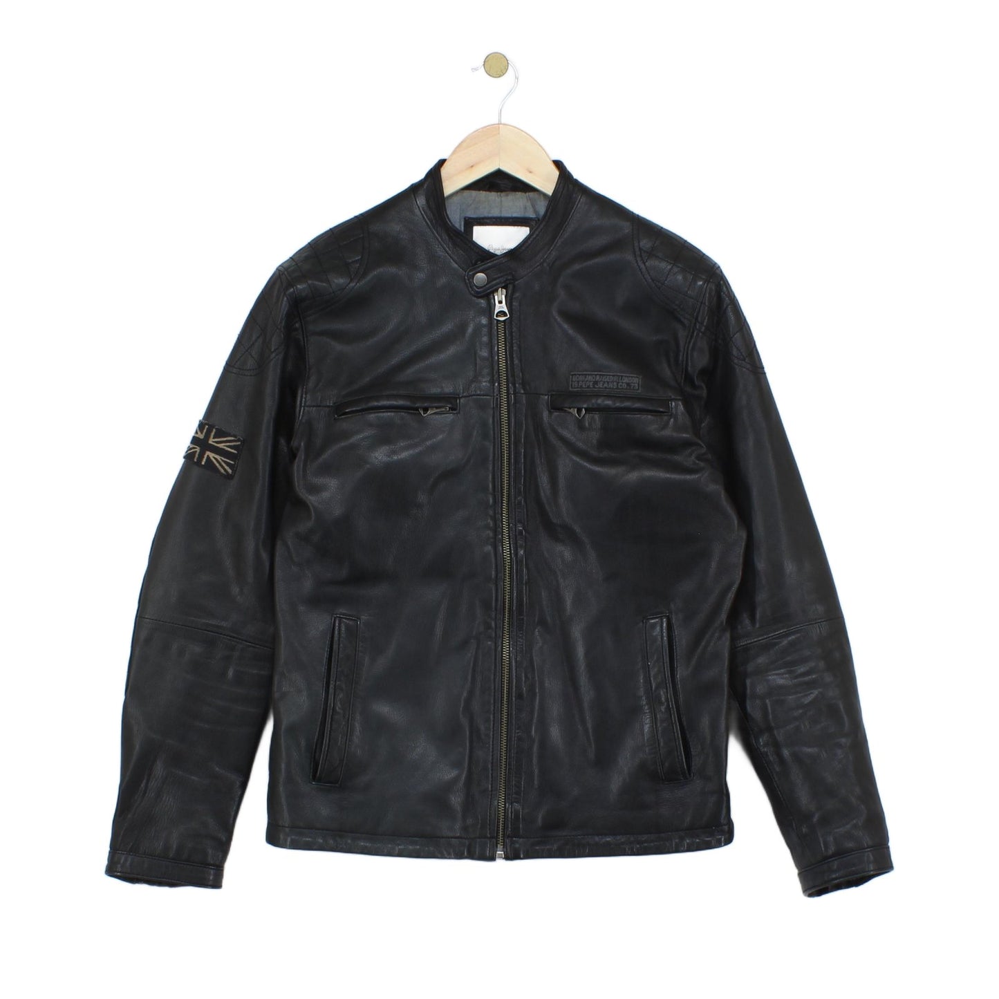 Mens Leather Jacket Biker Full Zip