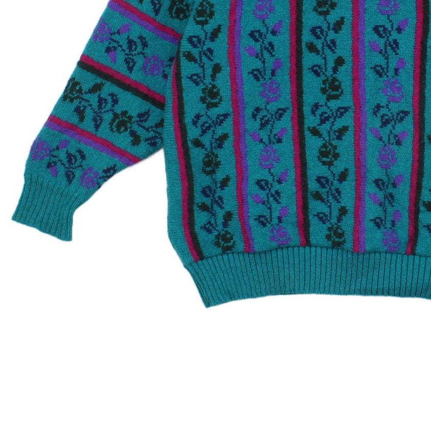 Womens Floral Jumper Knit Wool Oversized