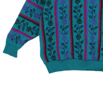 Womens Floral Jumper Knit Wool Oversized