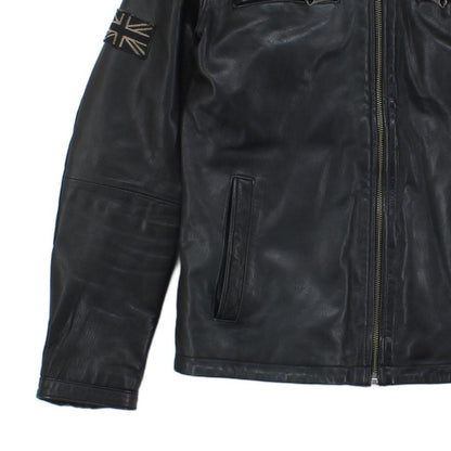Mens Leather Jacket Biker Full Zip