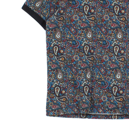 Mens Paisley Polo Shirt Collar Short Sleeve