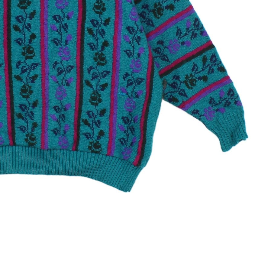 Womens Floral Jumper Knit Wool Oversized
