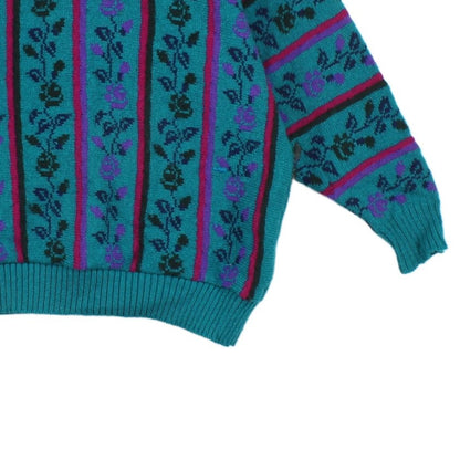 Womens Floral Jumper Knit Wool Oversized
