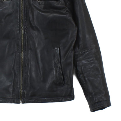 Mens Leather Jacket Biker Full Zip
